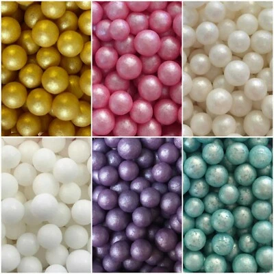 CAROLINE'S SUGARCRAFT SUPPLIES Edible 6-7mm Pearls Balls Cupcake Sprinkles Cake Toppers Decoration Wedding Baby