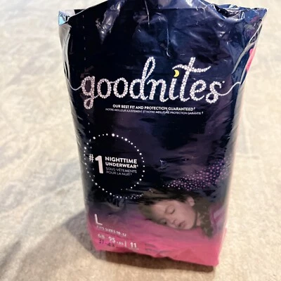 Nova roupa íntima Goodnites para dormir para meninas grande (68-95 libras) 11 unidades - Imagem 1 de 4