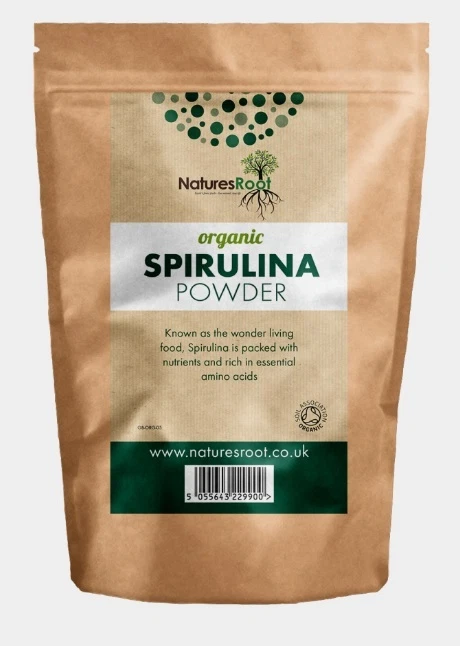 NATURES ROOT Certified Organic Spirulina Powder - Detox Diet Cleanse Energy Immune Booster