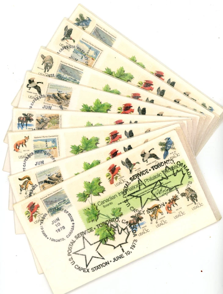 USA 1757a - 1757h FDC 8 COVERS EACH STAMP PLUS SS ON EACH! TORONTO & USA CANCELS - Image 1 of 1