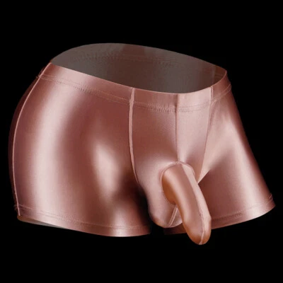 Men Sexy Glossy Underwear Briefs Sports Tights Quick Dry Low Waist Boxer Shorts - Image 1 of 4