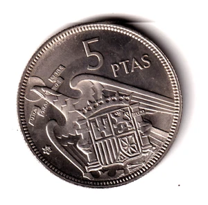 ESPAÑA 5 Pesetas FRANCO 1957 estrella 66 S/C ( 1966) directamente del cartucho - Picture 1 of 2