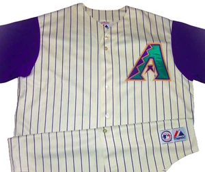 VINTAGE RANDY JOHNSON ARIZONA DIAMONDBACKS MLB MAJESTIC PINSTRIPE JERSEY XL SEWN - Picture 1 of 3
