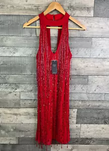 Joanna Hope Beaded Mini Dress Size UK 10 Red Embellished Flapper Party Event - Picture 1 of 15