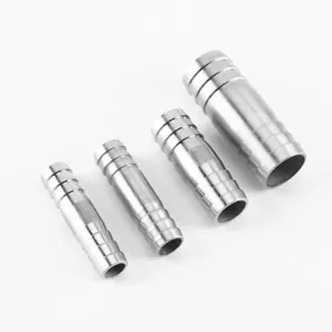 304 STRAIGHT BARBED STEEL HOSE JOINER CONNECTOR UNION AIR FUEL PIPE WATER TUBING - Picture 1 of 27