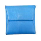 HERMES Bastia Change Purse Blue Leather