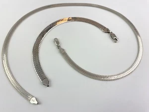 STERLING SILVER 925 Italy Herringbone Necklace & Bracelet 26g - Picture 1 of 13