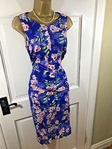 Phase Eight Bleistiftkleid blau & rosa Blumen gefüttert, UK 10 12, Top Zustand - Bild 1 von 7