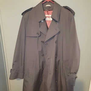 Oleg Cassini Mens Trench Coat 42 Reg Grey Weather Ready Removable Lining Heavy - Picture 1 of 10