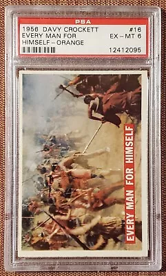 1956 Orange Davy Crockett #16 Every Man For Himself Collector Card PSA 6 EX/MT - Image 1 of 2