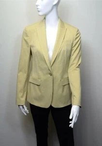 Marks and Spencer Yellow Check Womens Blazer Jacket UK Size 20 - Picture 1 of 3