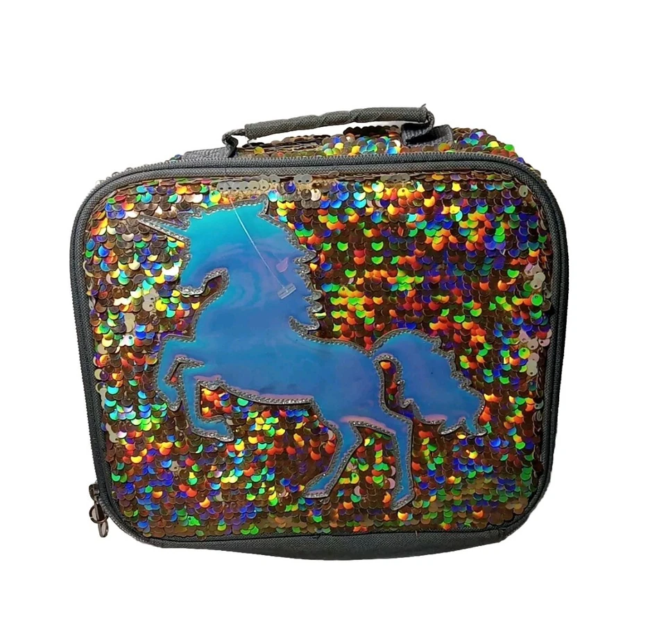 Justice Blue Unicorn Sequin Soft Lunchbox - Image 1 of 4