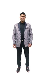 Aaban Creation Custom-Made Art Silk Jacquard Tuxedo Blazer – Personalized Design - Picture 1 of 7