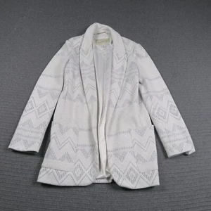 Forever New Womens Blazer Jacket Coat 10 Small White Long Sleeve Geometric - Picture 1 of 9