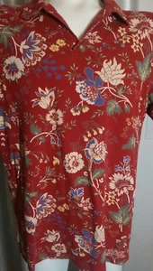 Camisa hawaiana de colección polo vaqueros RALPH LAUREN 48" pecho rojo floral cuello en V cuello - Imagen 1 de 6