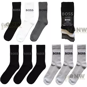 PAQUETE DE 3 CALCETINES DEPORTIVOS HUGO BOSS DE ALGODÓN SUAVE PARA HOMBRE 50500343 TODAS LAS TALLAS - Imagen 1 de 10