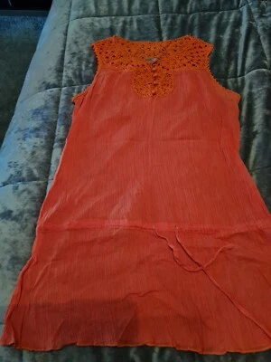 Orange Sleeveless Crochet Detail Top Size 10 Petite Rocha-John-Rocha - Image 1 of 4