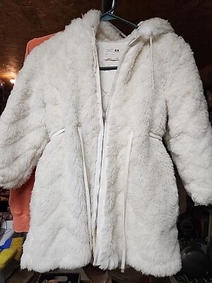 Vtg Sears Girls Sz 6 Winter Warm Church Coat Lined Hood Zipper Belt USA 1970s - Image 1 of 4