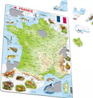 Karte von Frankreich mit Tieren - Rahmen/Brett Puzzle 29 cm x 37 cm (LRS K49-FR)