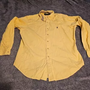 Camisas Ralph Lauren Calce Clásico Manga Larga Para Hombre L Amarillo, Azul Poni Abotonadas - Imagen 1 de 8