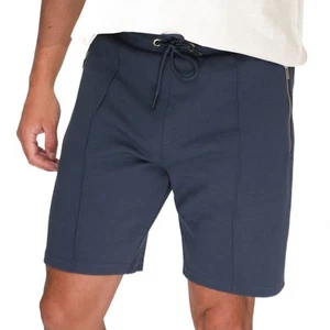 Mens M&S Autograph Blue Shorts Regular Jersey Elasticated Drawstring Zip Pockets - Picture 1 of 8