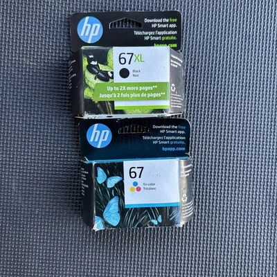 HP 67XL Black 67 Tricolor Ink Set 3YP30AN 3YM57AN 3YM55AN OEM Sealed Retail B1 - Image 1 of 3