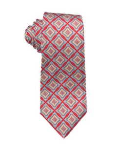 Kiton Napoli 370 $ rot blau gelb Medaillon Druck 100 % Seide Krawatte 3,25" 8 cm - Bild 1 von 3