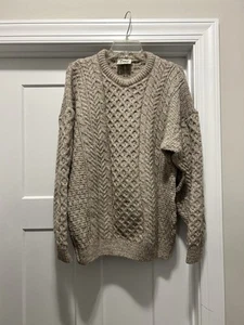 CARRAIG DONN Aran 100% Wool Made In Ireland Men’s Large Cable Sweater Vintage - Picture 1 of 7