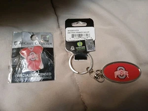 Ohio State Buckeyes National Champions Keychain Acrylic W/Buckeye Lapel Pin NEW! - Picture 1 of 5