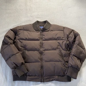 Resistol Down Puffer Quilted Jacket Brown Mens Sz M Y2K Rodeo Cowboy - Picture 1 of 18