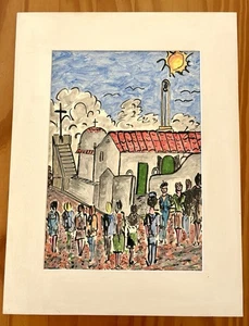 Gemälde Griechenland Zypern Kirche Dorf - signiert - 2015 - Bild 1 von 3