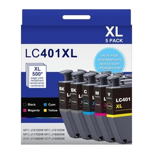 LC401XL Ink Cartridge 5PK for Brother MFC-J1010DW J1170DW J1012DW J1800DW - Afbeelding 1 van 2