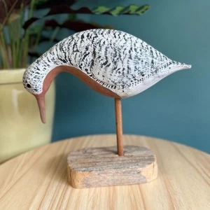 Vtg Hand Carved Avocet Shore Bird Harold McAllister Grasonville MD 1989 Signed - Picture 1 of 9