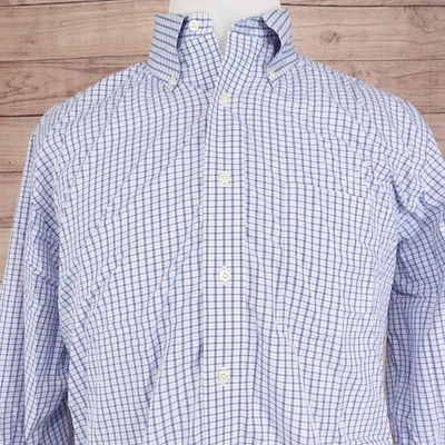 Brooks Brothers Shirt Mens 17-36 Blue White Check Button Down Non-Iron Supima - Image 1 of 4