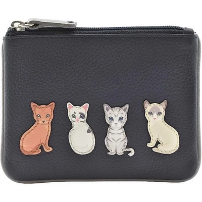 Mala Leather BF Sitting Cats Coin & Card Purse - RFID - Navy - BNWT - Image 1 of 3