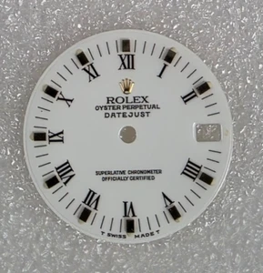 Rolex Datejust genuino de fábrica 31 mm esfera romana blanca marcador de oro para Ref 68273 - Imagen 1 de 3