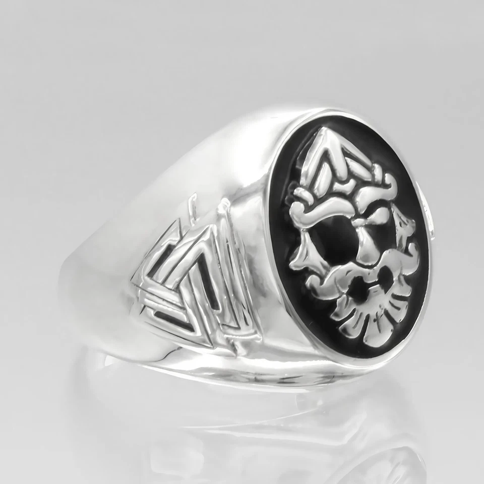 Odin Ring - Solid .925 Sterling Silver Norse Rune Valknut Ring Viking Jewery - Изображение 1 из 1