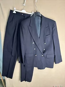 J. Riggings 42R Blazer 6 Button 2 Piece Suit Navy Pin Striped Hunting Horn 34x33 - Picture 1 of 15