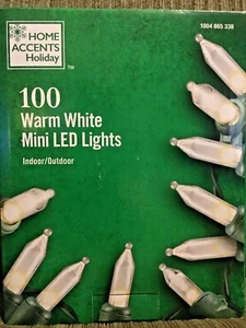 Home Accents Holiday 100 Warm White Mini LED Lights Green Wire Indoor/Outdoor - Picture 1 of 5