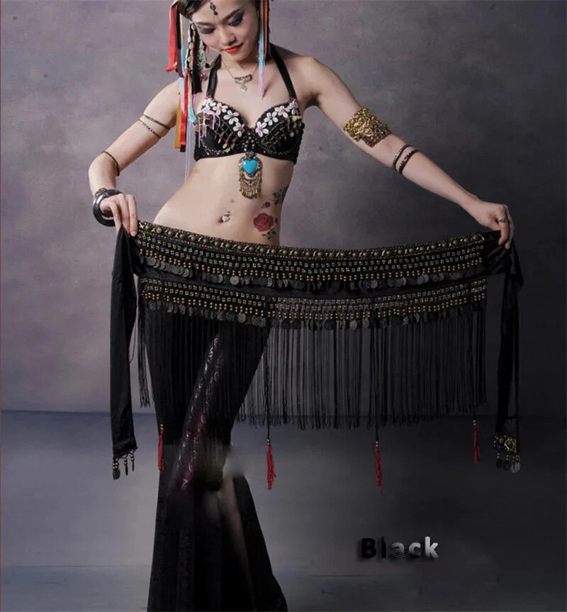 New Belly Dance Hip Scarf Belt Coins Costume Fringe Belt Belly Dance Waist Belt - Image 1 of 4