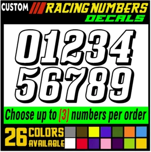 Racing Numbers Vinyl Decal Sticker for Dirt Bike Plate BMX Motocross Car [s17 - Picture 1 of 9