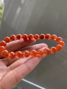 8.8mm Rare Natural Red Rabbit hair Quartz Crystal Round Beads Bracelet AAAA - Picture 1 of 9