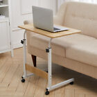 Adjustable Height Computer Laptop Desk PC Mobile Table Wooden Tabletop Overbed