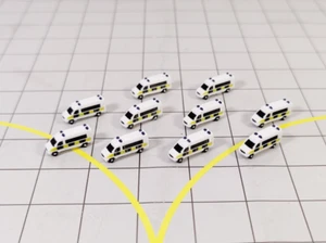 10x POLIZEI LIEFERWAGEN/MINIBUS Notfall Flughafen GSE Maßstab 1:400 Diorama Fahrzeuge - Bild 1 von 6