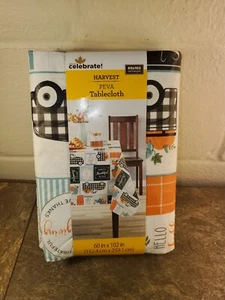 Celebrate - Brand New Vinyl Tablecloth Harvest Patchwork - 102" x 60" - Picture 1 of 4