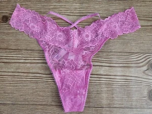 Victoria's Secret Very Sexy Panties Strappy Floral Lace Thong Size XL Pink NWT - Picture 1 of 7