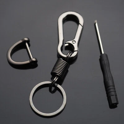 Men & Women Gun Metal Black Keychain Carabiner Clip Bag Belt Ring Key Fob Holder - Image 1 of 4