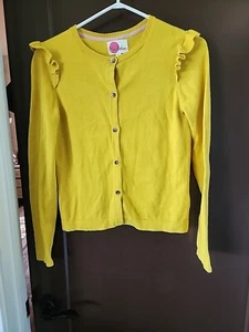 Mini Boden Cardigan Yellow Retro 11 To 12 Years Button Front Ruffled Cotton... - Picture 1 of 4