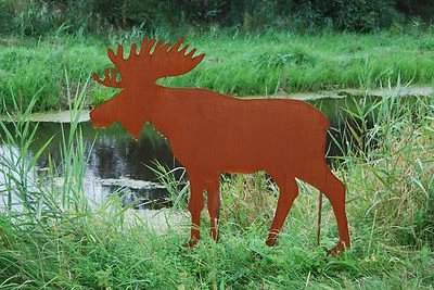 Elch "moose" 100 cm Edelrost Metall Rost Gartenstecker country style Gartendeko - Bild 1 von 3