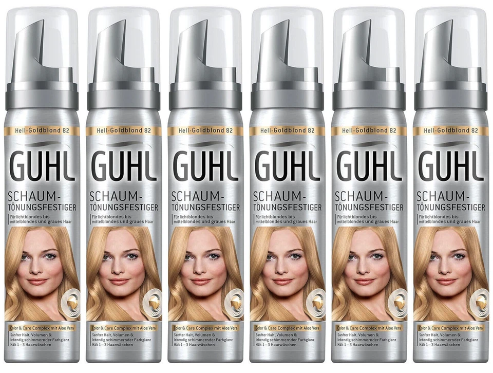 6x Guhl Schaum-Tönungsfestiger 82 Hell-Goldblond 75ml (6er Pack)